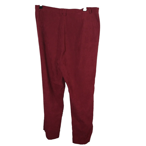 Doncaster Woman 14 Pants Red Trouser Suede Feel Flat Front Straight Leg - Picture 11 of 11